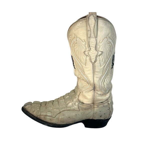 vtg El General Western Boots Mens Size 26.5 Beige Reptile Croc Leather Cowboy - Picture 2 of 8
